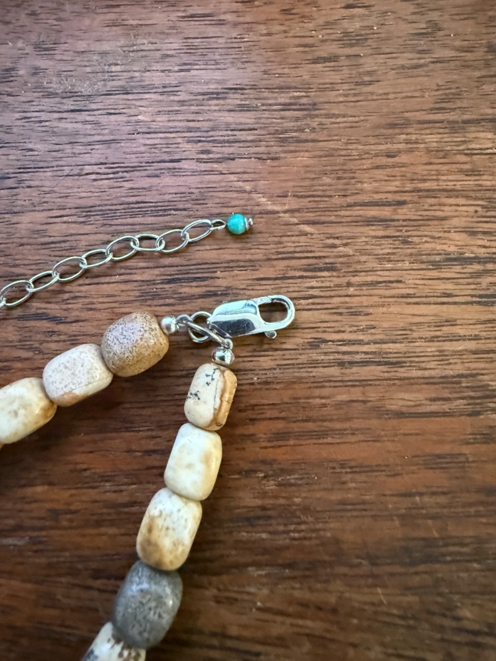 Chunky Turquoise Colored Chrysocolla & Picture Jasper Bib Necklace - Picture 3 of 4
